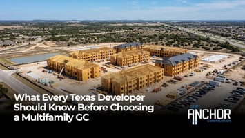 Multifamily construction project under development in Texas, showing wood-frame building structure